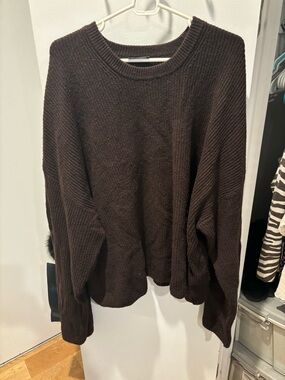 GAP Dark Brown Ribbed Crewneck Sweater